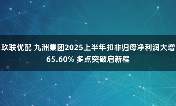 玖联优配 九洲集团2025上半年扣非归母净利润大增65.60% 多点突破启新程