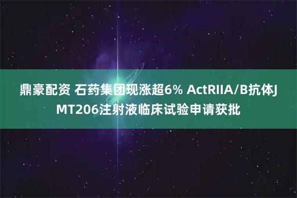鼎豪配资 石药集团现涨超6% ActRIIA/B抗体JMT206注射液临床试验申请获批